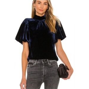 FREE PEOPLE WOMEN'S VELVET KNIT CLAUDIA PUFF SHORT SLEEVE TEE | NWT